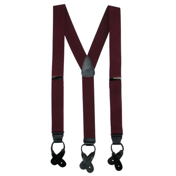 CTM Men's Elastic Button End Dress Suspenders with Silver Hardware - Picture 1 of 2